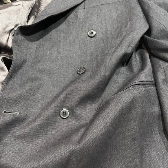 Yves Saint Laurent Made In France Vintage Gray Pinstripe Wool Suit Jacket 42 R - Picture 5 of 12